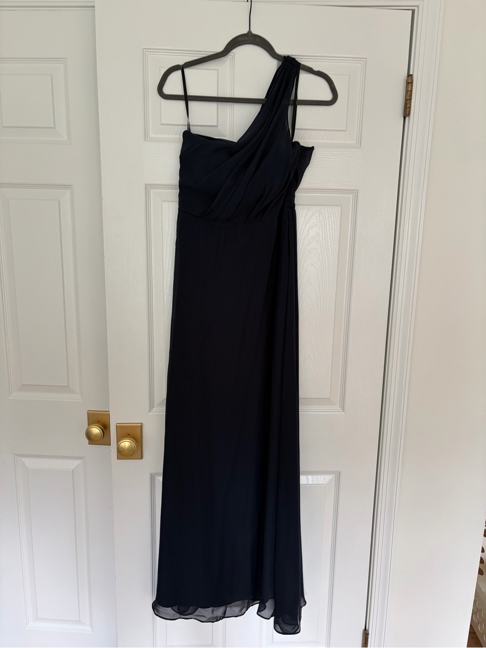 Birdy Grey One-Shoulder Navy Chiffon Gown
